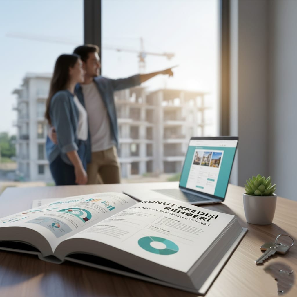 2025 konut kredisi rehberi için ev inceleyen çift ve finansal planlama detayları