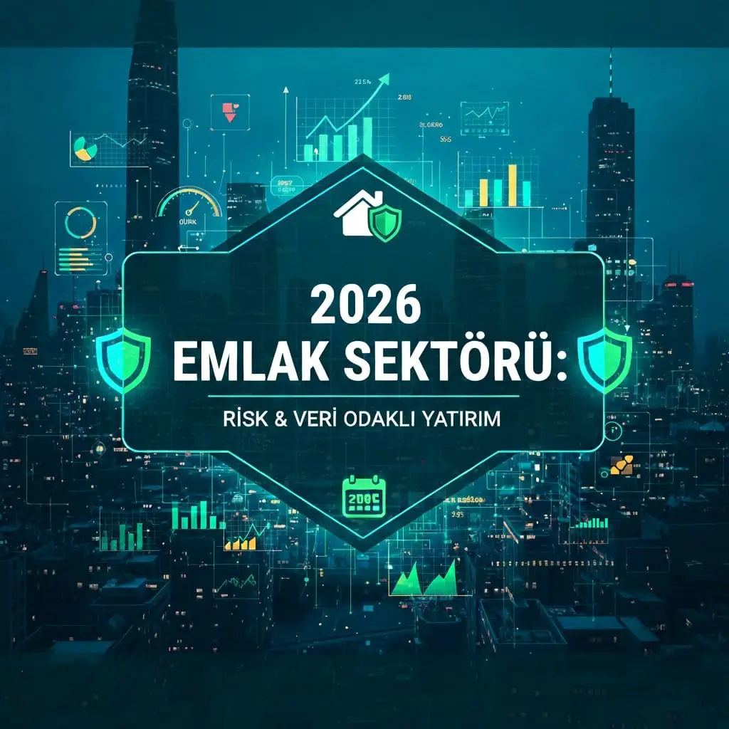 2026 emlak sektörü analizi, dijital şehir arka planı ve konut grafikleri