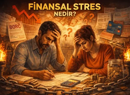 An informative financial infographic explaining what financial stress is, illustrating money pressure, debt, and budget anxiety.