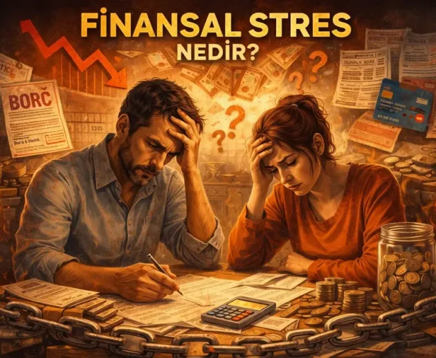 An informative financial infographic explaining what financial stress is, illustrating money pressure, debt, and budget anxiety.