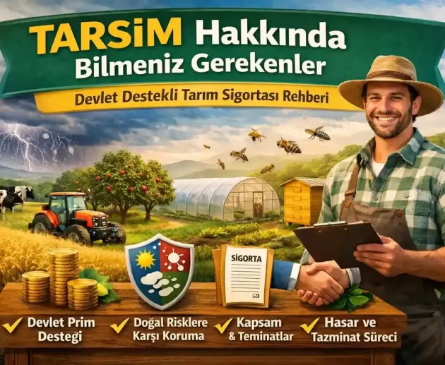TARSİM devlet destekli tarım sigortası görseli, doğal afetlere karşı çiftçi ve üretim koruma sistemi anlatımı