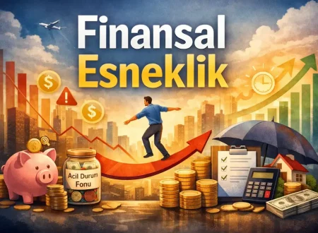 Finansal esneklik, acil durum fonu ve bütçe yönetimini anlatan finans temalı görsel