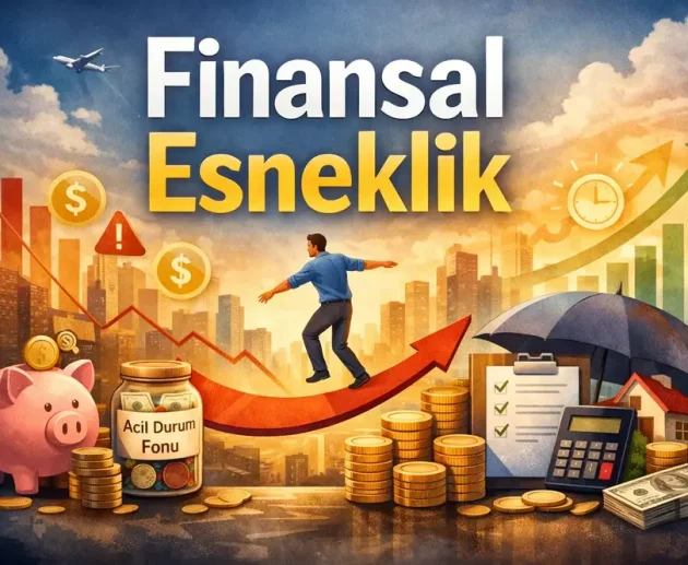 Finansal esneklik, acil durum fonu ve b&uuml;t&ccedil;e y&ouml;netimini anlatan finans temalı g&ouml;rsel