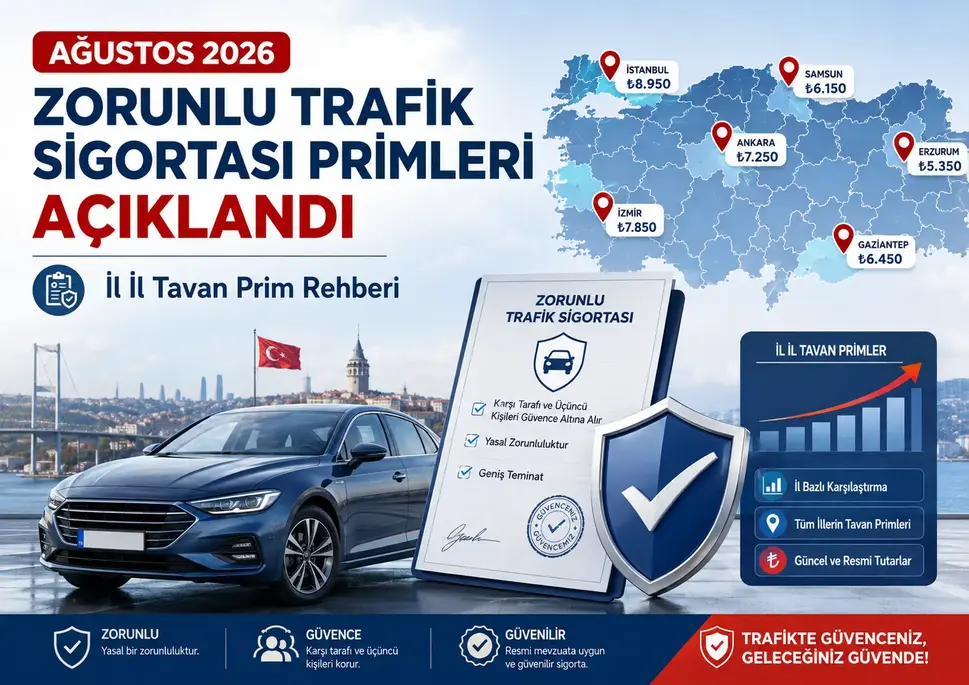 ağustos zorunlu trafik sigortası primleri hakkında ağustos 2026 zorunlu trafik sigortası primlerini gösteren, Türkiye