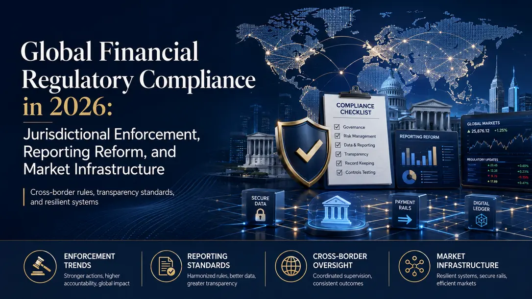 Strategic diagram illustrating global financial regulatory compliance networks connecting the US, UK, EU, Australia, and