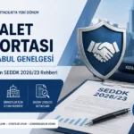 Kefalet Sigortası Risk Kabul Genelgesi kapsamında şirketler için SEDDK 2026/23 rehberini simgeleyen kalkan, el sıkışma ve