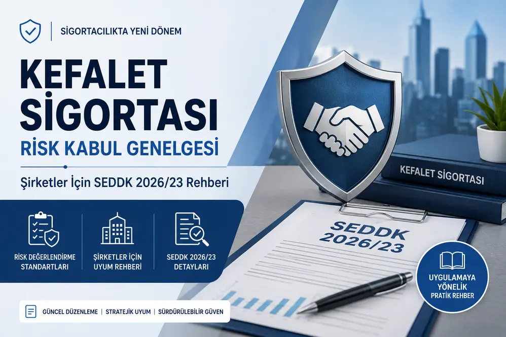 Kefalet Sigortası Risk Kabul Genelgesi kapsamında şirketler için SEDDK 2026/23 rehberini simgeleyen kalkan, el sıkışma ve