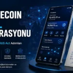 stablecoin mobil entegrasyonu hakkında akıllı telefon ekranında stablecoin cüzdan arayüzü, yanında GENIUS Act belgesi ve